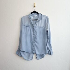 Laju | Collared Button Down Layer Denim Jean Top Shacket‎ in Blue
